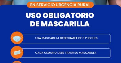 USO DE MASCARILLA ES OBLIGATORIO DESDE HOY EN EL SERVICIO DE URGENCIA RURAL (SUR)