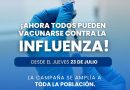 VACUNACIÓN CONTRA LA INFLUENZA SE AMPLÍA A TODA LA POBLACIÓN