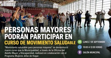 PERSONAS MAYORES PODRÁN PARTICIPAR EN CURSO DE MOVIMIENTO SALUDABLE