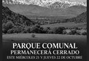 PARQUE COMUNAL PERMANECERÁ CERRADO ESTE MIÉRCOLES 21 Y JUEVES 22 DE OCTUBRE